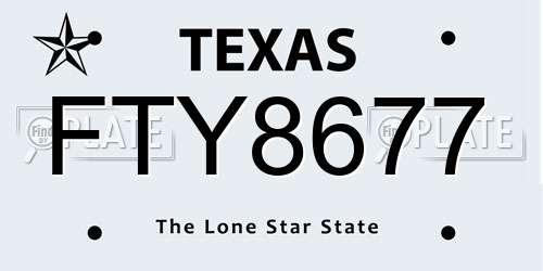 FTY8677 Texas License Plate