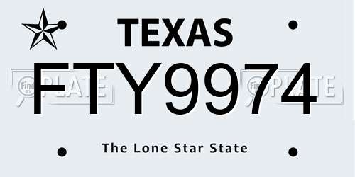 FTY9974 Texas License Plate