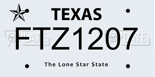 FTZ1207 Texas License Plate