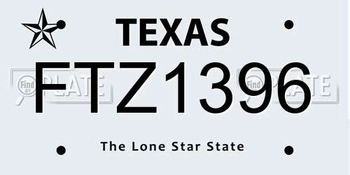 FTZ1396 Texas License Plate