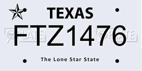 FTZ1476 Texas License Plate