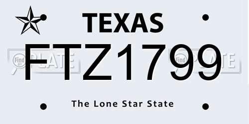 FTZ1799 Texas License Plate
