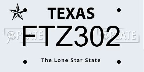 FTZ302 Texas License Plate