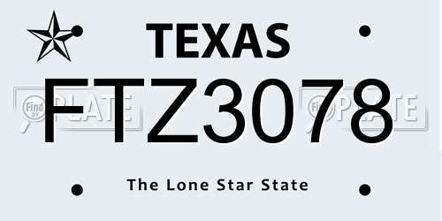 FTZ3078 Texas License Plate