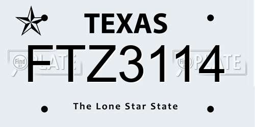 FTZ3114 Texas License Plate