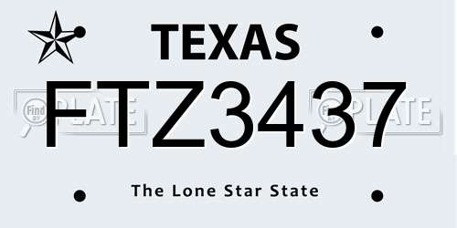 FTZ3437 Texas License Plate