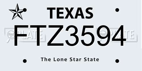 FTZ3594 Texas License Plate