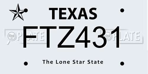 FTZ431 Texas License Plate