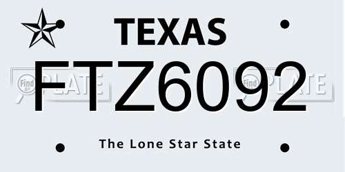 FTZ6092 Texas License Plate