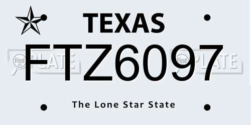FTZ6097 Texas License Plate