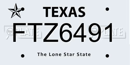 FTZ6491 Texas License Plate