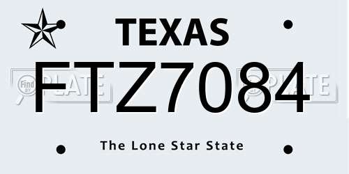 FTZ7084 Texas License Plate