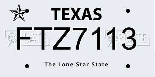 FTZ7113 Texas License Plate
