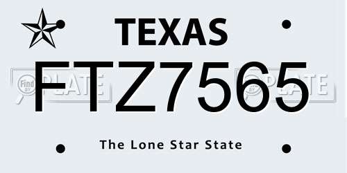 FTZ7565 Texas License Plate