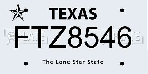 FTZ8546 Texas License Plate