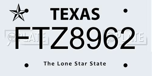 FTZ8962 Texas License Plate