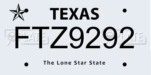 FTZ9292 Texas License Plate