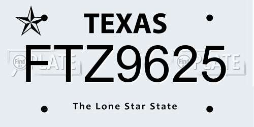 FTZ9625 Texas License Plate