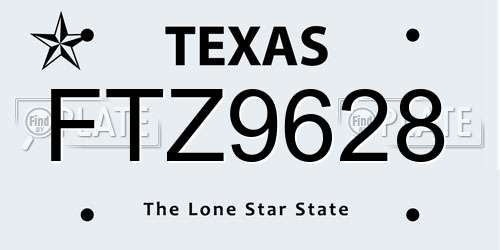 FTZ9628 Texas License Plate