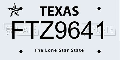 FTZ9641 Texas License Plate