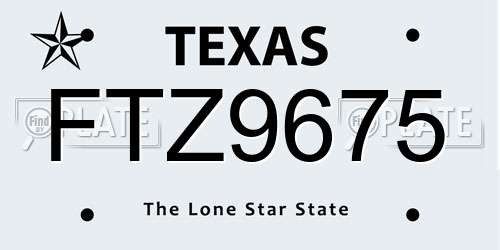 FTZ9675 Texas License Plate