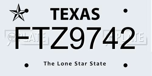 FTZ9742 Texas License Plate