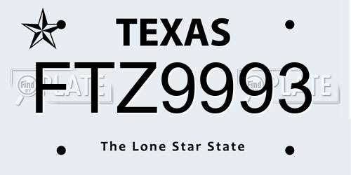 FTZ9993 Texas License Plate