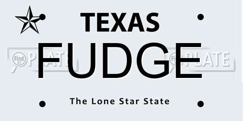 FUDGE Texas License Plate
