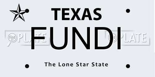 FUNDI Texas License Plate