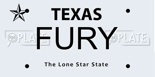 FURY Texas License Plate