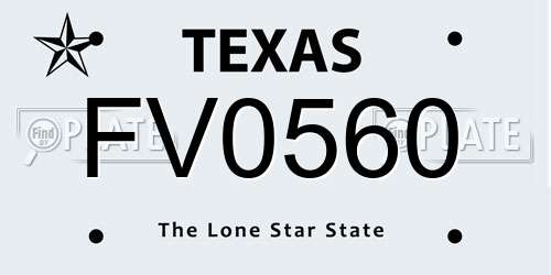 FV0560 Texas License Plate