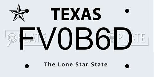 FV0B6D Texas License Plate