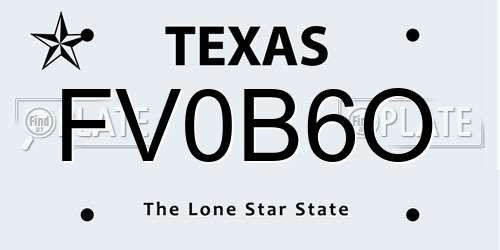 FV0B6O Texas License Plate
