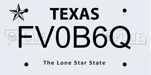 FV0B6Q Texas License Plate