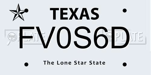 FV0S6D Texas License Plate