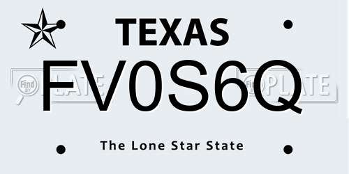 FV0S6Q Texas License Plate
