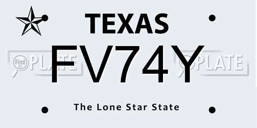 FV74Y Texas License Plate