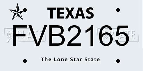 FVB2165 Texas License Plate