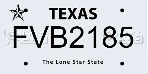 FVB2185 Texas License Plate