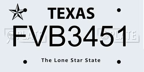 FVB3451 Texas License Plate