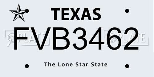 FVB3462 Texas License Plate