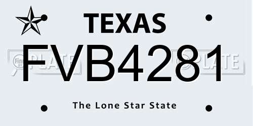 FVB4281 Texas License Plate