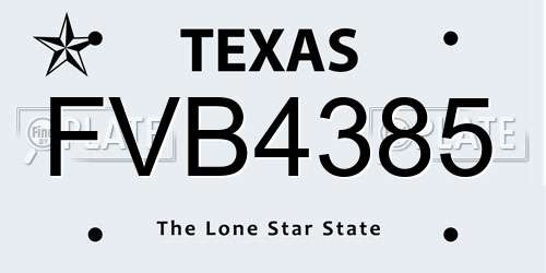 FVB4385 Texas License Plate