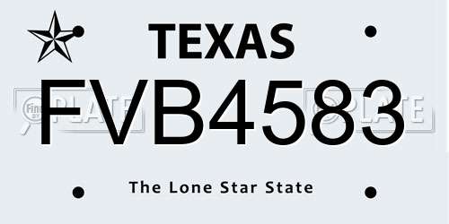 FVB4583 Texas License Plate