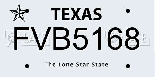 FVB5168 Texas License Plate