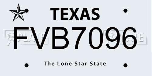 FVB7096 Texas License Plate