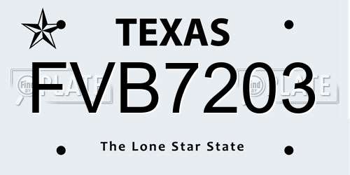 FVB7203 Texas License Plate