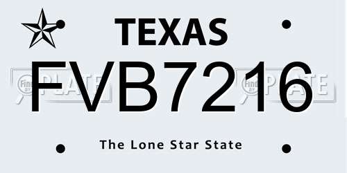 FVB7216 Texas License Plate