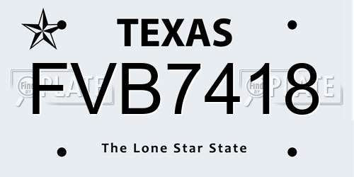 FVB7418 Texas License Plate