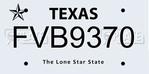 FVB9370 Texas License Plate